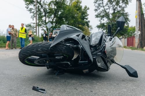 motorcycle on road after accident